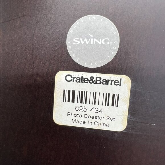 Crate & Barrel Swing Glass Photo Coaster Set & Holder Fur Family Picture Frames - Picture 7 of 11